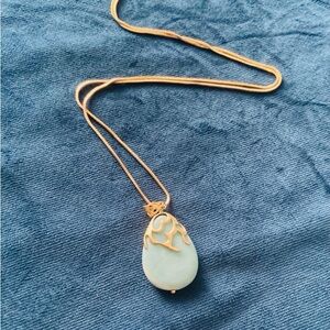 Elegant Gold and baby blue Pendant Necklace